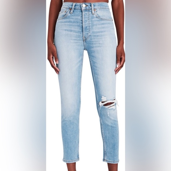 Re/Done Denim - NEW! Re/Done Jeans 90’s High Rise Ankle Crop Denim Maliblue Size 25 $225 MSRP